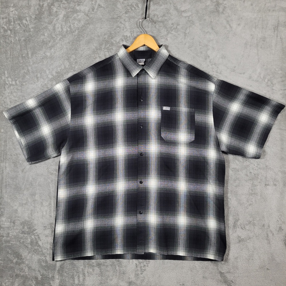 Vintage Caltop Shirt Mens 4XL Black White Button Up Short Sleeve OG Chicano Vato